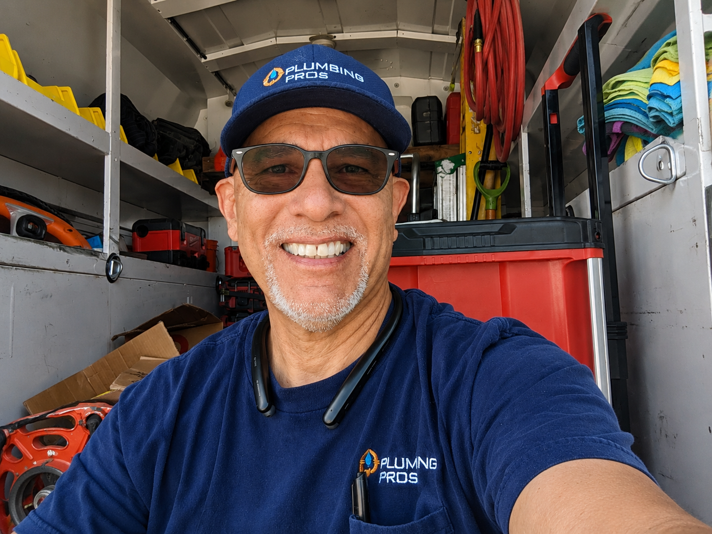 Larry Cruz with Plumbing Pros service van Las Vegas